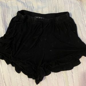 POL Clothing Black Ruffle Lounge Shorts